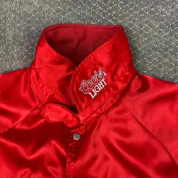 Vintage Coors Slo Pitch Satin Jacket Men's XL Fits Large Red Snap Beer Molson - Picture 9 of 15
